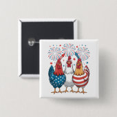 Chicken USA Vlag Patriottisch 4e juli Vierkant Vierkante Button 5,1 Cm (Voorkant /achterkant)