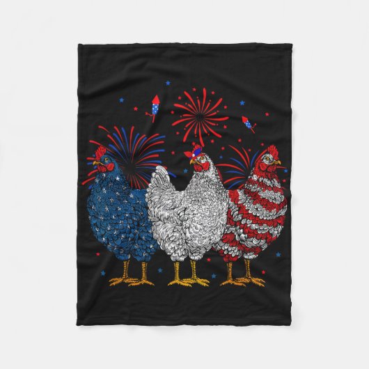 Chicken USA Vlag Patriottische Kip Liefhebber 4e v Fleece Deken (Voorkant)