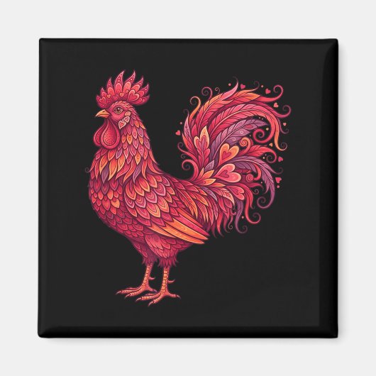 Chicken Valentines Day Heart For Farmers Cute Chic Magneet (Voorkant)