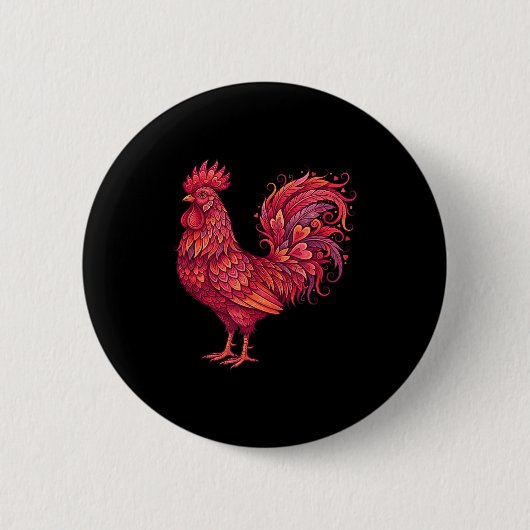 Chicken Valentines Day Heart For Farmers Cute Chic Ronde Button 5,7 Cm (Voorkant)