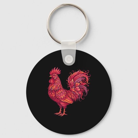 Chicken Valentines Day Heart For Farmers Cute Chic Sleutelhanger (Voorkant)