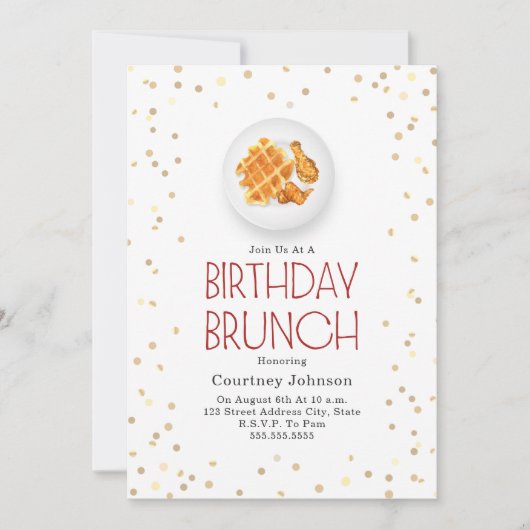 Chicken & Waffle Birthday Brunch Kaart (Voorkant)