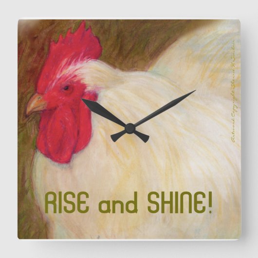 Chicken Wall Clock Vierkante Klok (Voorkant)