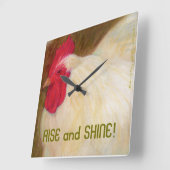 Chicken Wall Clock Vierkante Klok (Hoek)