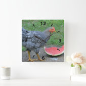 Chicken Watermelon Wall Clock Vierkante Klok (Huis)