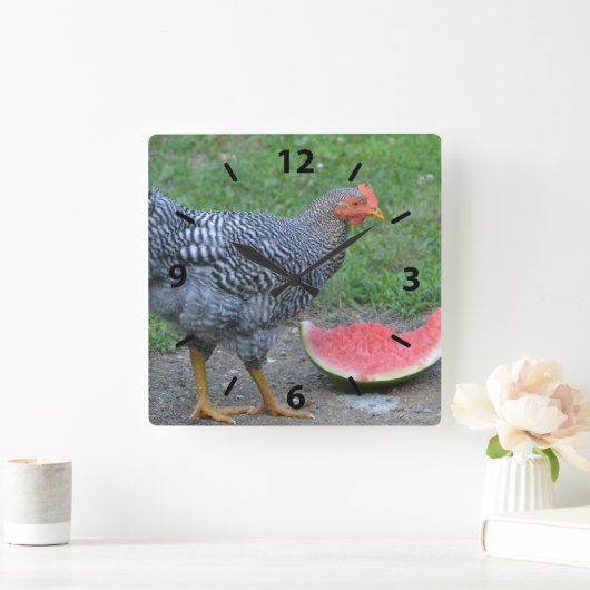 Chicken Watermelon Wall Clock Vierkante Klok (Huis)