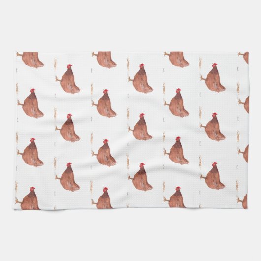 Chicken waterverf Land Rooster Boerderij Theedoek (Horizontaal)