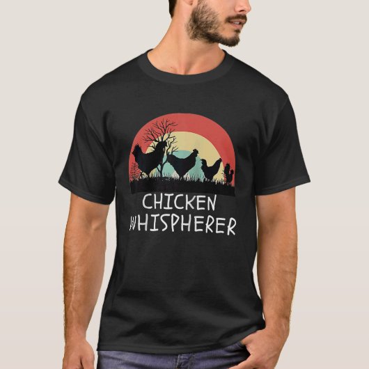 Chicken Whisperer with Retro Sunset  Backyard Chic T-shirt (Voorkant)