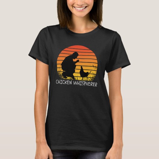 Chicken Whisperer with Retro Sunset Backyard Chick T-shirt (Voorkant)