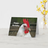 Chicken White Head Rooster Photo Birthday Kaart (Gele Bloem)