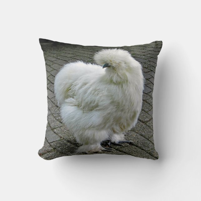 Chicken White Silkie Foto Kussen (Voorkant)