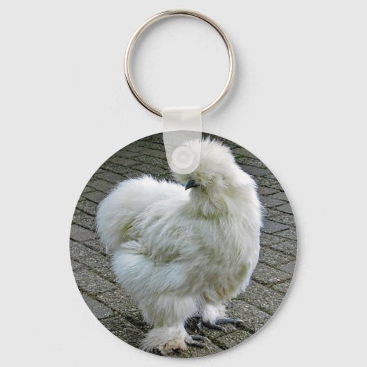 Chicken White Silkie Foto Sleutelhanger (Voorkant)