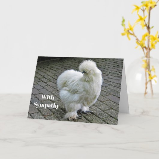 Chicken White Silkie Fotosympathie Kaart (Gele Bloem)