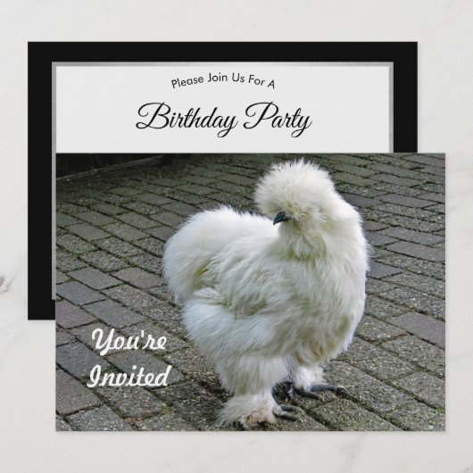 Chicken White Silkie Photo Birthday Kaart (Voorkant / Achterkant)