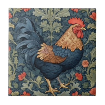 Chicken William Morris stijl Rechts tegenover Haan