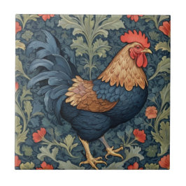 Chicken William Morris stijl Rechts tegenover Haan Tegeltje