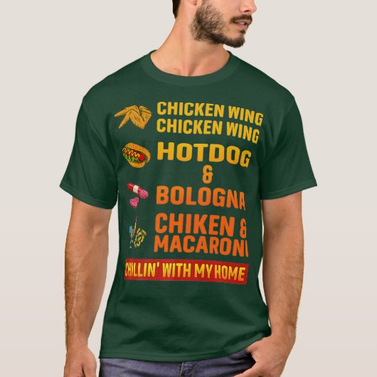 Chicken Wing Chicken Wing Hot Dog en Bologna T-shirt (Voorkant)