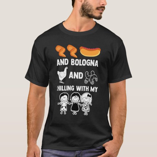 Chicken Wing Hot Dog Bologna die met mijn Kinderen T-shirt (Voorkant)