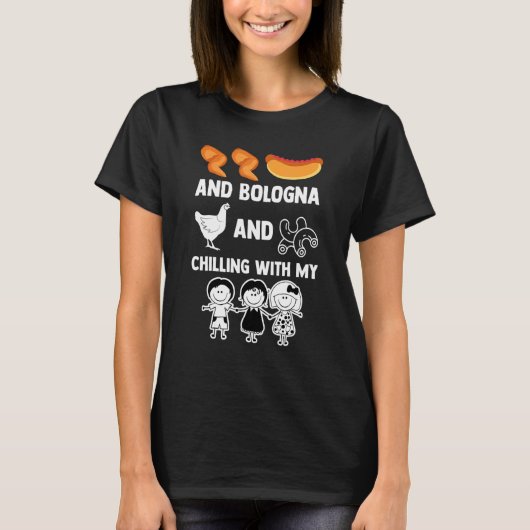Chicken Wing Hot Dog Bologna die met mijn Kinderen T-shirt (Voorkant)
