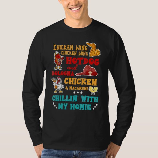 Chicken Wing Hot Dog en Bologna Chicken & Macaron T-shirt (Voorkant)