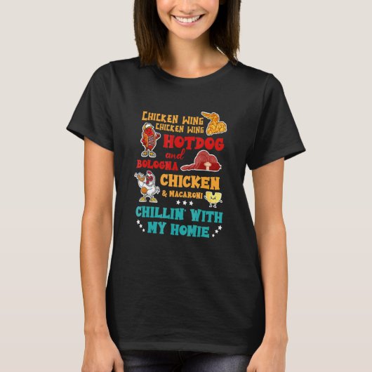Chicken Wing Hot Dog en Bologna Chicken & Macaron T-shirt (Voorkant)