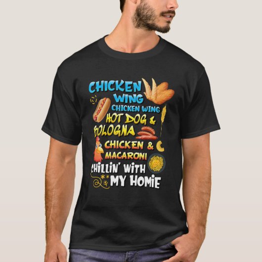 Chicken Wing Hot Dog en Bologna Todd T-shirt (Voorkant)