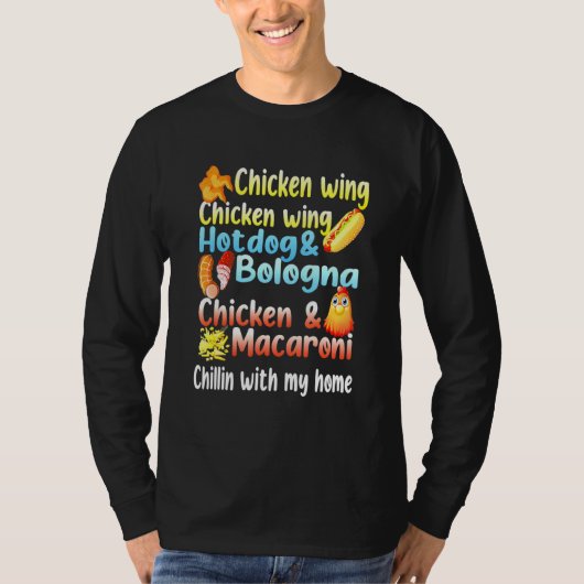 Chicken Wing Hotdog en Bologna T-shirt (Voorkant)