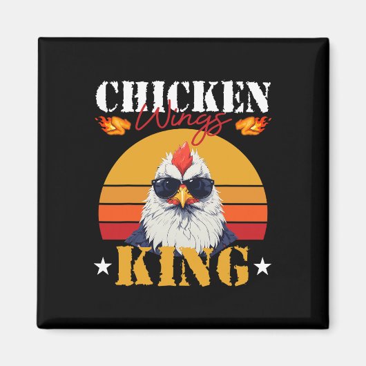 Chicken Wing King Retro Sunset Barbecue Buffalo Bb Magneet (Voorkant)