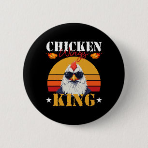 Chicken Wing King Retro Sunset Barbecue Buffalo Bb Ronde Button 5,7 Cm