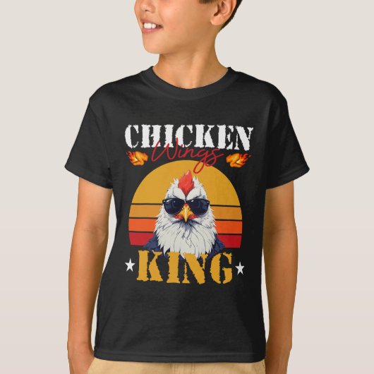 Chicken Wing King Retro Sunset Barbecue Buffalo Bb T-shirt (Voorkant)