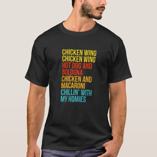 Chicken Wing Wing Hot Dog en Bologna Mannen T-shirt (Voorkant)