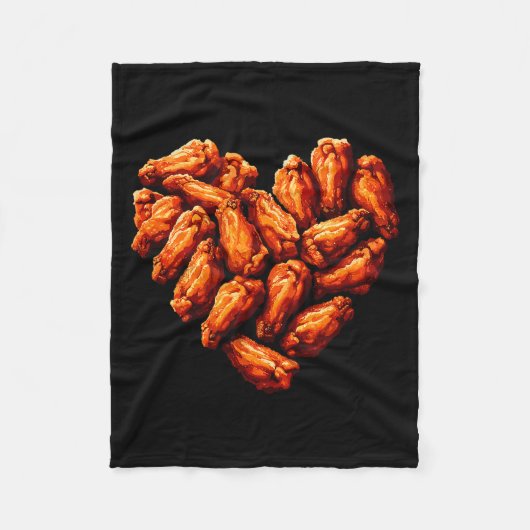 Chicken Wings Are My Valentine Heart Funny Valenti Fleece Deken (Voorkant)