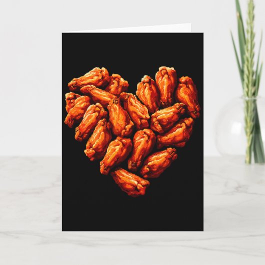 Chicken Wings Are My Valentine Heart Funny Valenti Kaart (Voorkant)