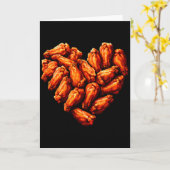 Chicken Wings Are My Valentine Heart Funny Valenti Kaart (Gele Bloem)