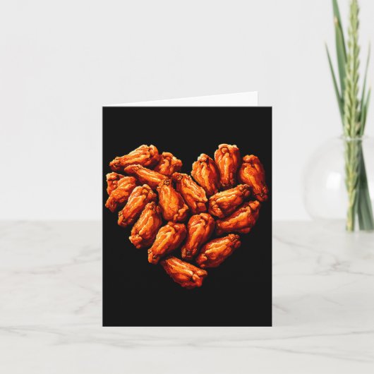 Chicken Wings Are My Valentine Heart Funny Valenti Kaart (Voorkant)