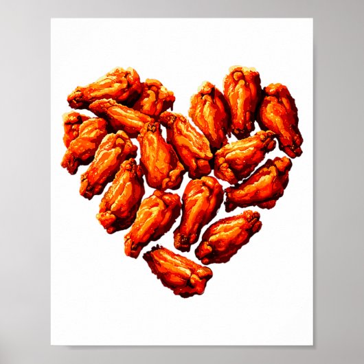 Chicken Wings Are My Valentine Heart Funny Valenti Poster (Voorkant)