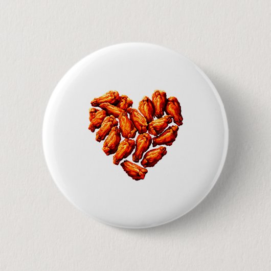 Chicken Wings Are My Valentine Heart Funny Valenti Ronde Button 5,7 Cm (Voorkant)