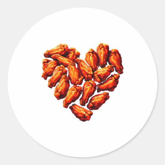 Chicken Wings Are My Valentine Heart Funny Valenti Ronde Sticker (Voorkant)