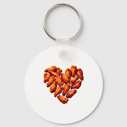 Chicken Wings Are My Valentine Heart Funny Valenti Sleutelhanger (Voorkant)