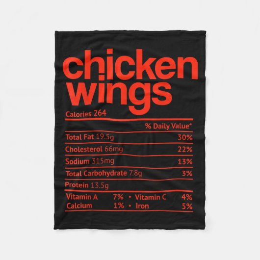 Chicken Wings Nutrition Fact Funny Thanksgiving Ch Fleece Deken (Voorkant)