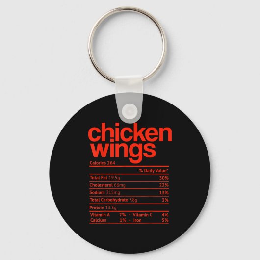 Chicken Wings Nutrition Fact Funny Thanksgiving Ch Sleutelhanger (Voorkant)