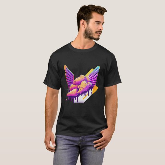 Chicken Wings Synthwave 80s Retrowave Aesthetic T-shirt (Voorkant volledig)