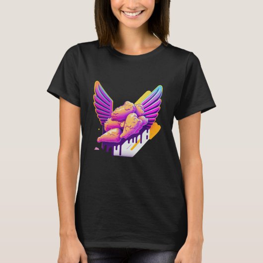 Chicken Wings Synthwave 80s Retrowave Aesthetic T-shirt (Voorkant)