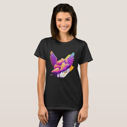 Chicken Wings Synthwave 80s Retrowave Aesthetic T-shirt (Voorkant volledig)