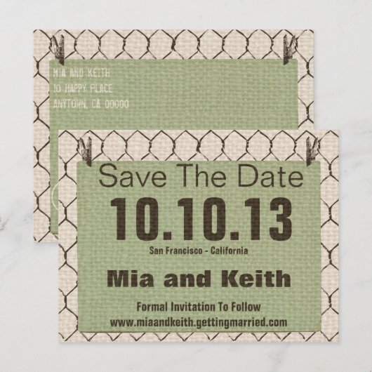 Chicken Wire, Burlap, Briefkaart (Voorkant / Achterkant)