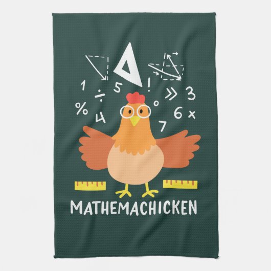 Chicken Wiskunde Gag Funny Mathemachicken Teacher Theedoek (Verticaal)