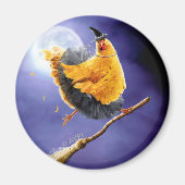 Chicken Witch op Broomstick Magneet (Voorkant)