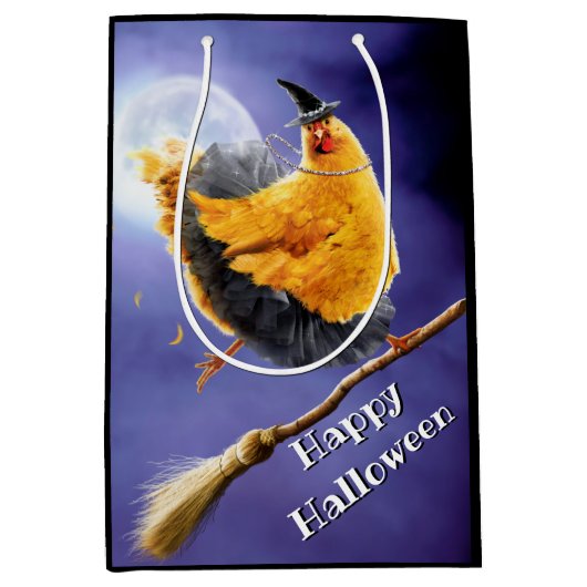 Chicken Witch op Broomstick Medium Cadeauzakje (Voorkant)