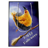 Chicken Witch op Broomstick Medium Cadeauzakje (Achterkant)