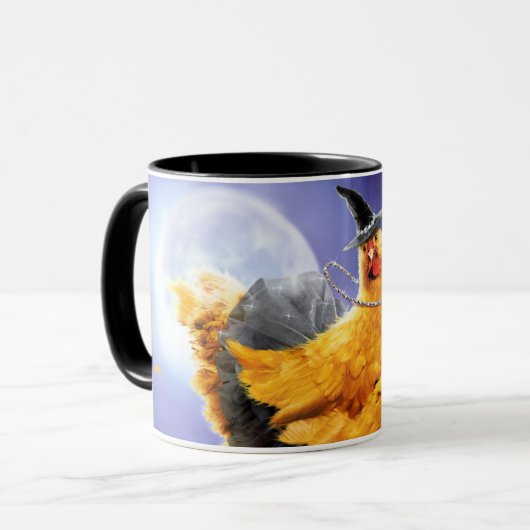 Chicken Witch op Broomstick Mok (Voorkant links)